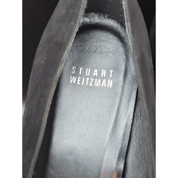Stuartz Weitzman Platform Heels Shoes Pumps Suede Women's Sz 10.5 Black Studs - Picture 2 of 13